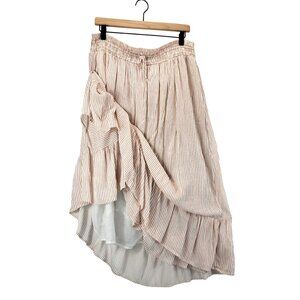 Maxi Peasant Skirt XXL Sonoma Candy Stipe Ruffled Tieres Asymmetric Boho Hippie